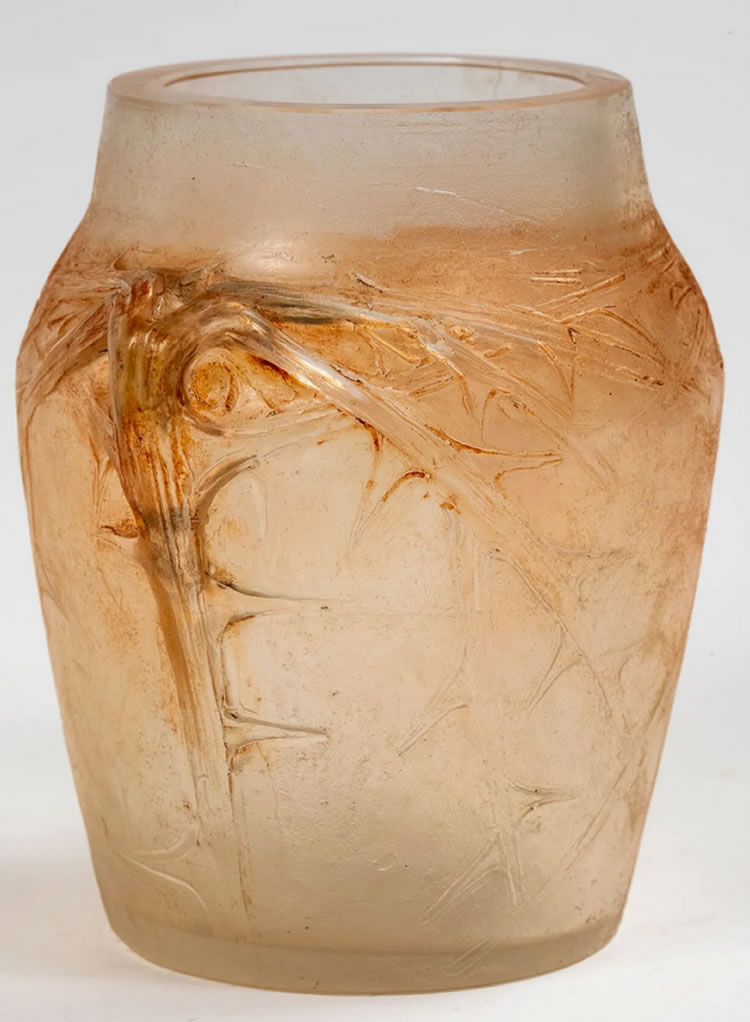 R. Lalique Deux Chardons Cire Perdue Vase 2 of 2