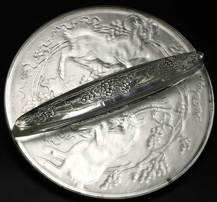 R. Lalique Deux Chevres Hand Mirror