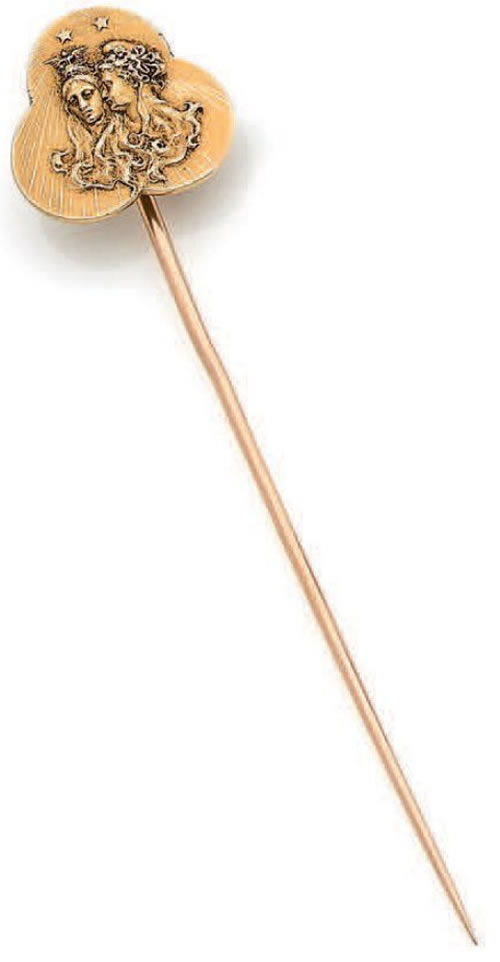 Rene Lalique Deux Femmes Alliees Stickpin
