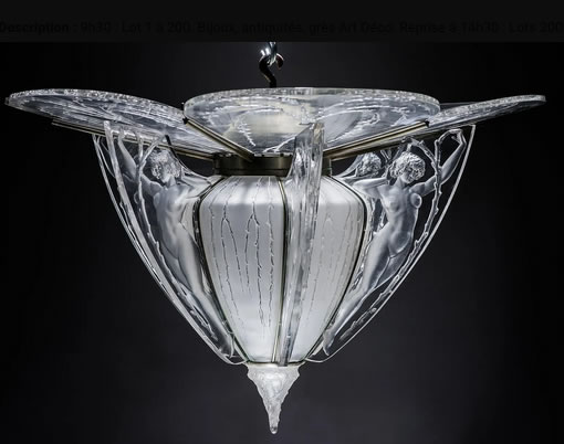 Rene Lalique Figurines Et Branches Chandelier