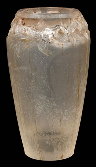 Rene Lalique Fleur De Narcisses Et Feuilles Cire Perdue Vase