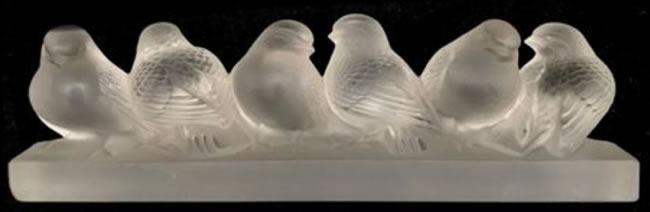R. Lalique Groupe De Six Moineaux Decoration