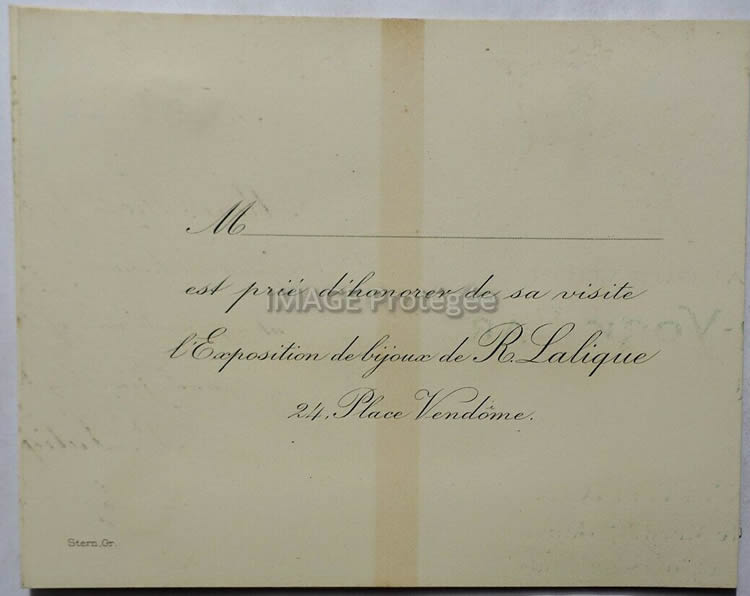 Rene Lalique l'Exposition de bijoux de R. Lalique 24 Place Vendome Invitation
