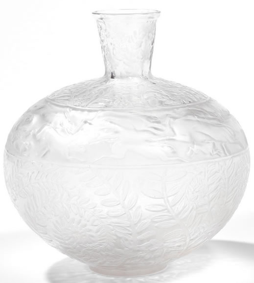 R. Lalique Lievres Vase