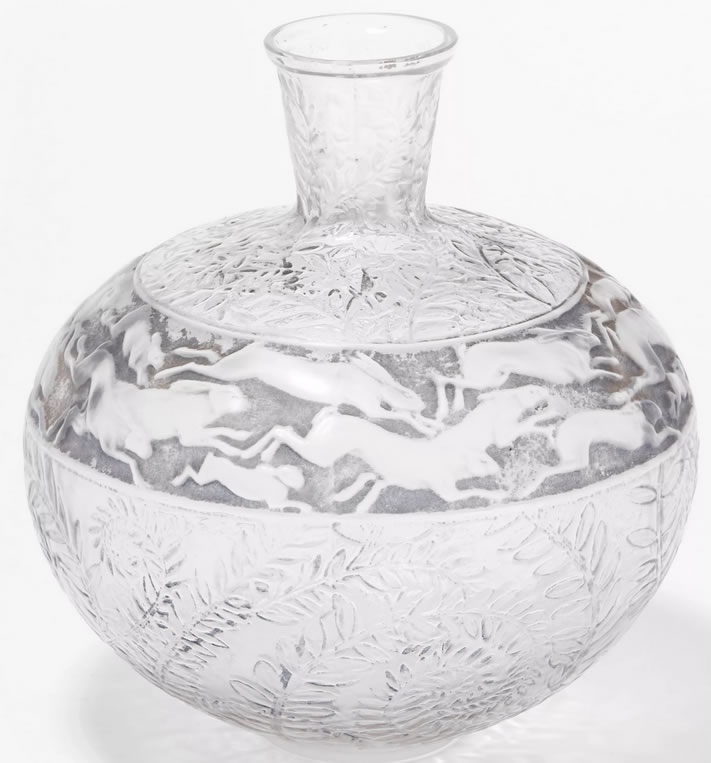 R. Lalique Lievres Vase