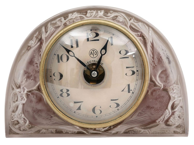 R. Lalique Moineaux Clock