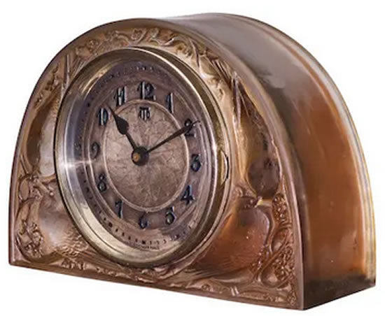 R. Lalique Moineaux Clock