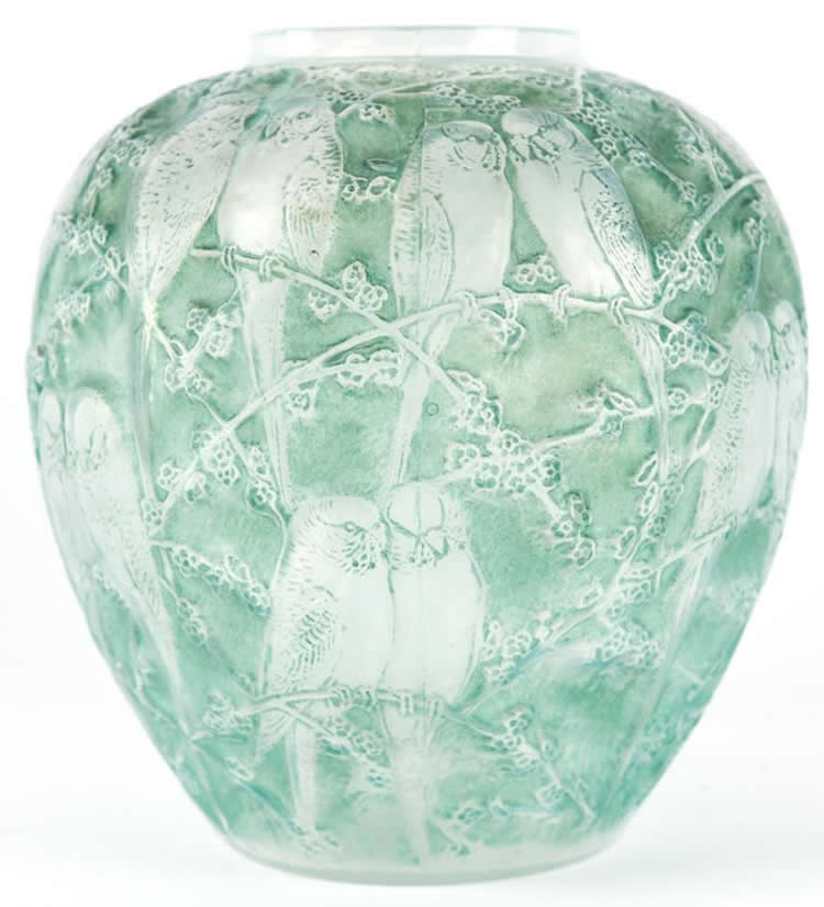 R. Lalique Perruches Vase