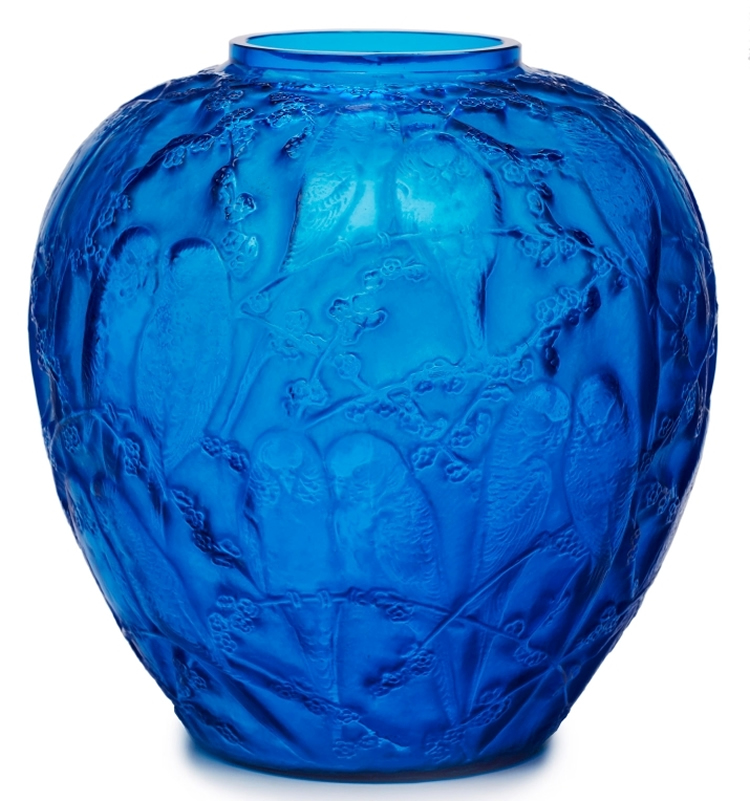 R. Lalique Perruches Vase