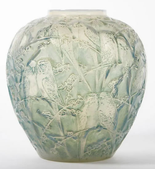 R. Lalique Perruches Vase