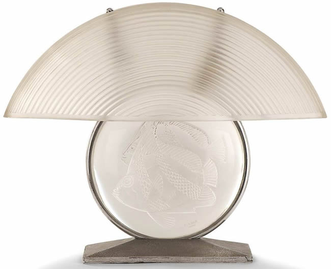 R. Lalique Poissons Lampe De Cheminee