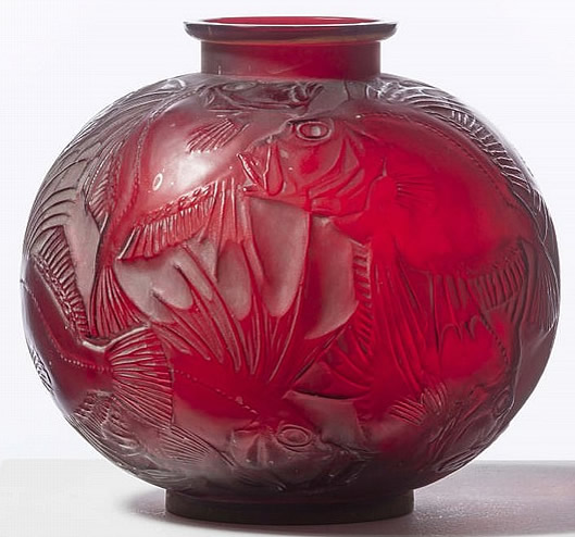 R. Lalique Poissons Vase