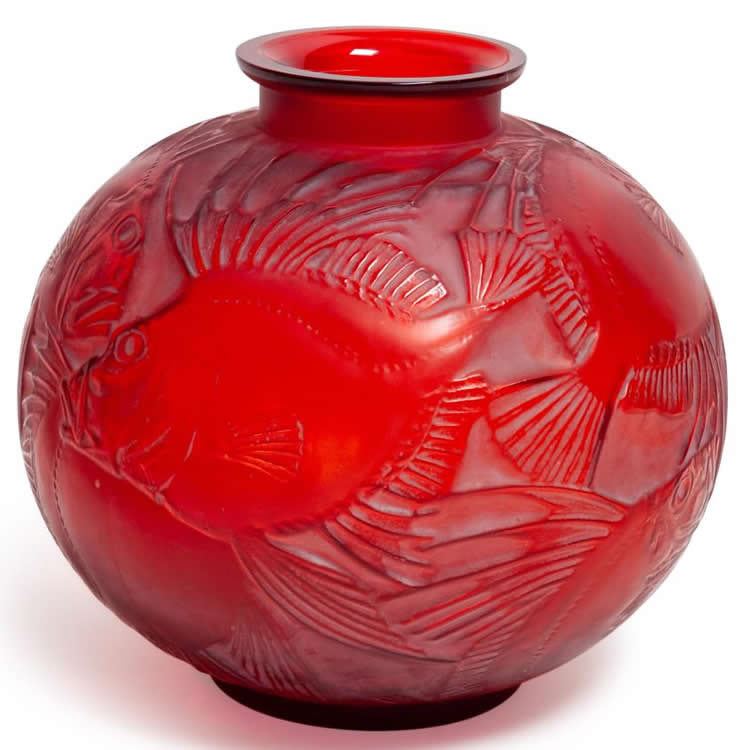 R. Lalique Poissons Vase