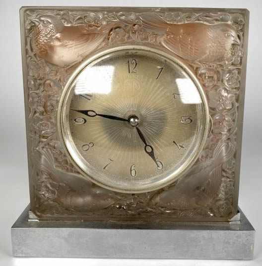 R. Lalique Quatre Moineaux Du Japon Clock
