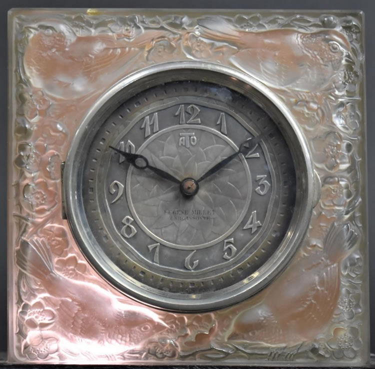 R. Lalique Quatre Moineaux Du Japon Clock