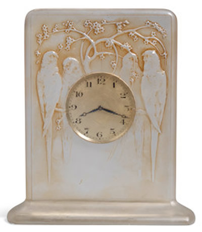 R. Lalique Quatre Perruches Clock