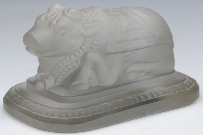 R. Lalique Sacred Bull Paperweight