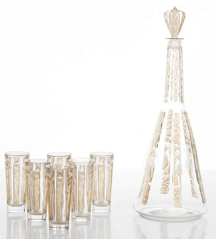 R. Lalique Six Figurines Drinks Service