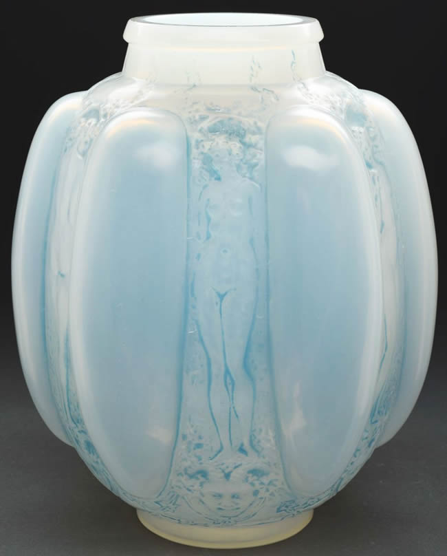 R. Lalique Six Figurines Et Masques Vase