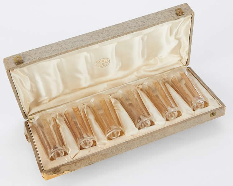 R. Lalique Six Figurines Shot Glass
