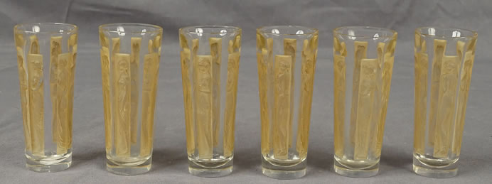 R. Lalique Six Figurines Shot Glass