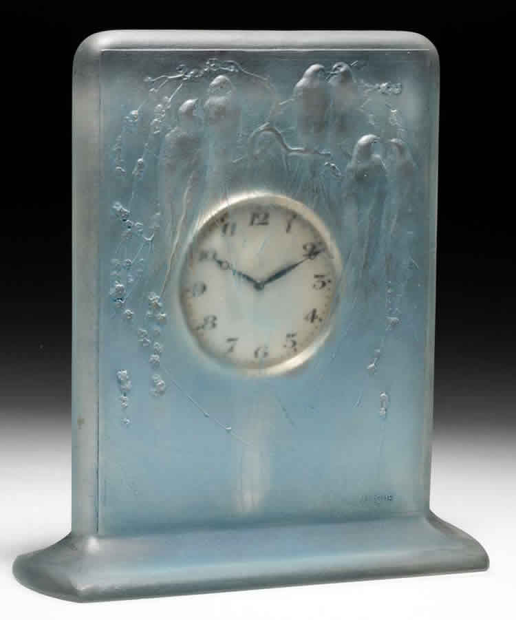 R. Lalique Six Hirondelles Perchees Clock