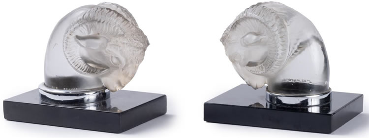 R. Lalique Tete De Belier Bookend