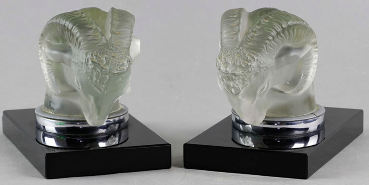 Rene Lalique Tete de Belier Bookend