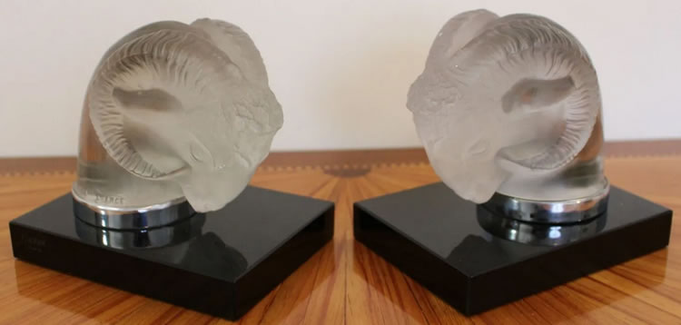 R. Lalique Tete De Belier Bookend