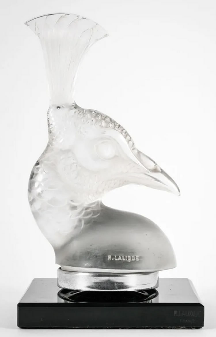 R. Lalique Tete De Paon Bookend
