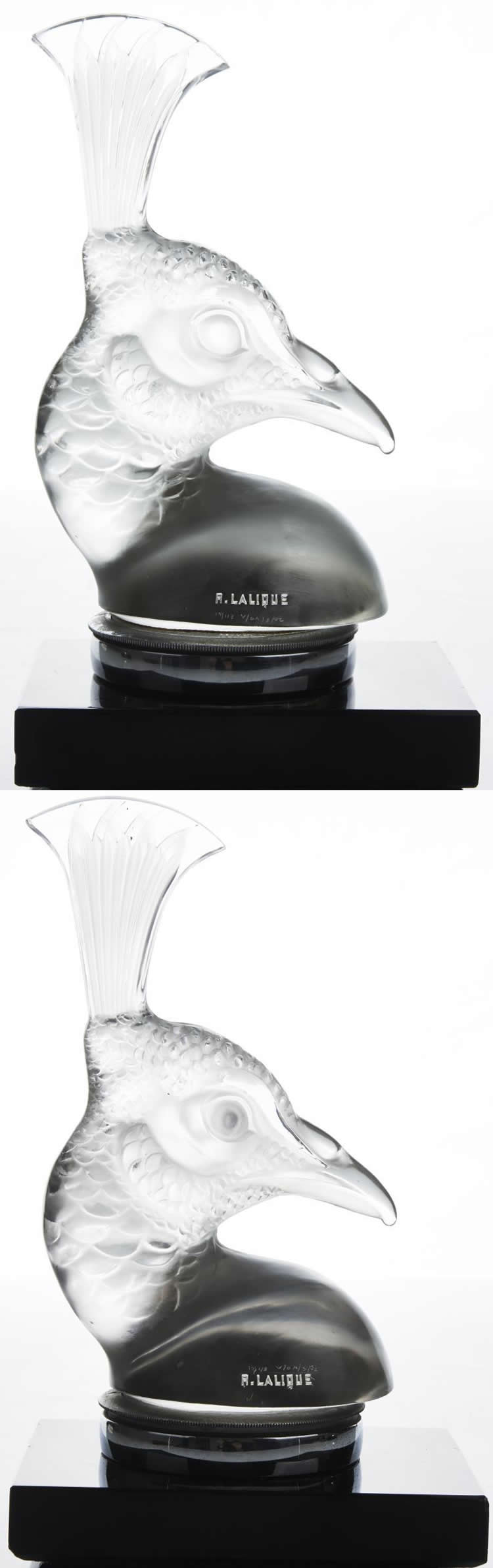 R. Lalique Tete De Paon Bookend