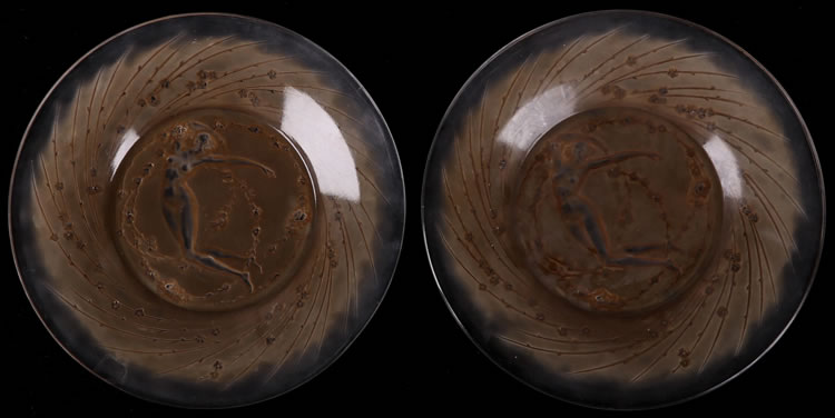 R. Lalique Une Figurine Et Fleurs Plate