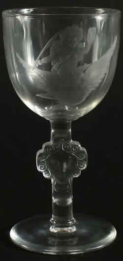 Barr Glass 1950's Era - 12 cm - Modern Lalique France Crystal - This Shape Bowl Not Available Pre-War But This Model With The Same Stem And Different Shaped Bowls Was - Ignore Etching