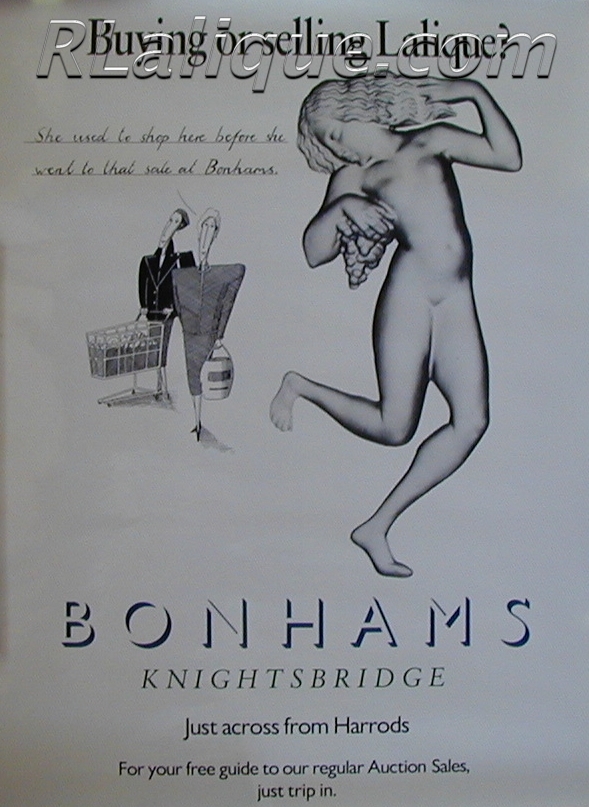 Lalique Exhibition - Sale - Museum Poster: Bonhams Knightsbridge Poster - Buying or Selling Lalique: From an Exhibition or Sale of Rene Lalique Works